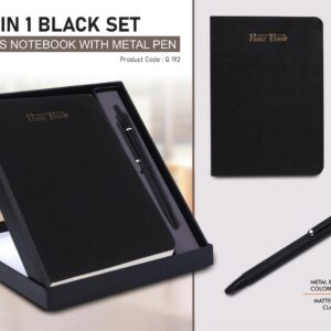 2 in 1 Black Set: Timeless notebook with Metal Pen in Gift Box