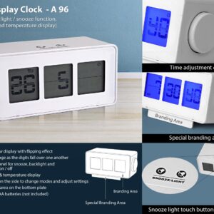 Flip display clock with touch light / snooze function